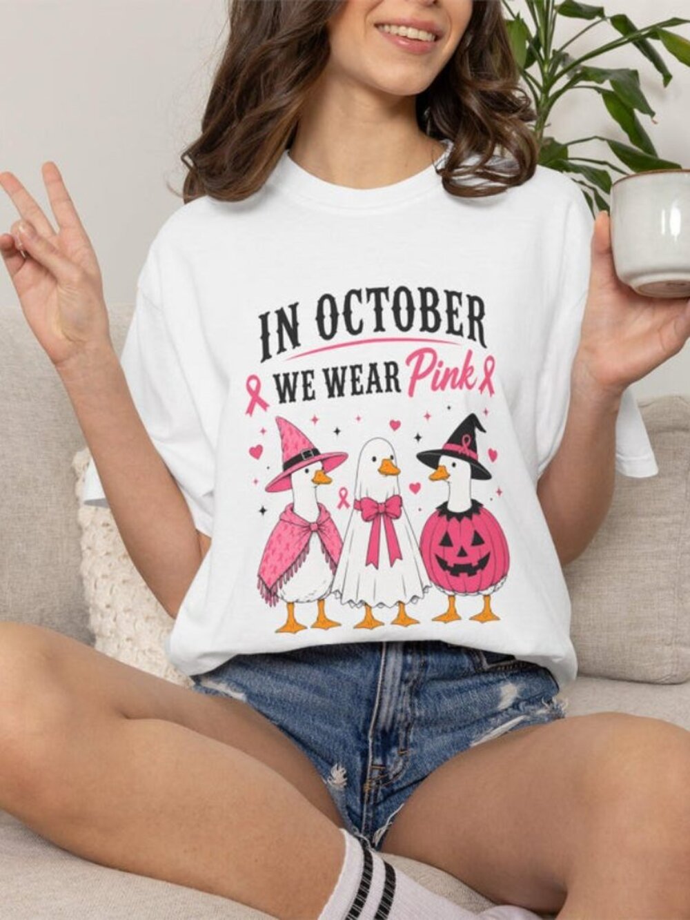 In October We Wear Pink duck trio T-Shirt